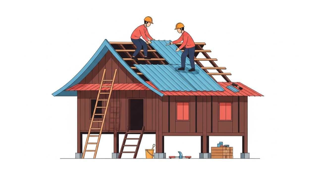 kos tukar bumbung rumah kampung