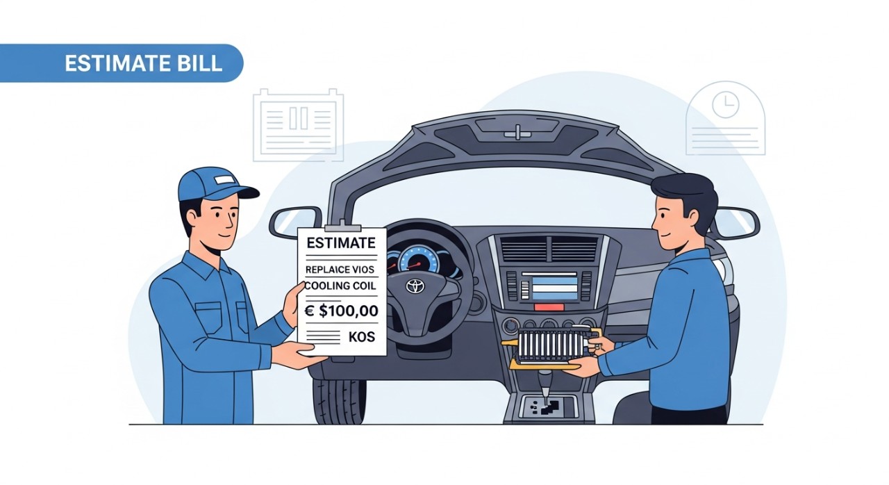 kos tukar cooling coil vios