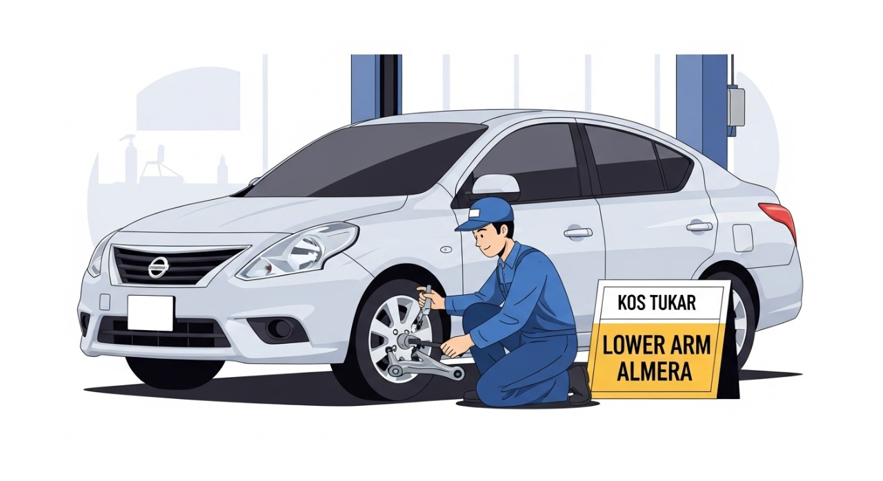 kos tukar lower arm almera