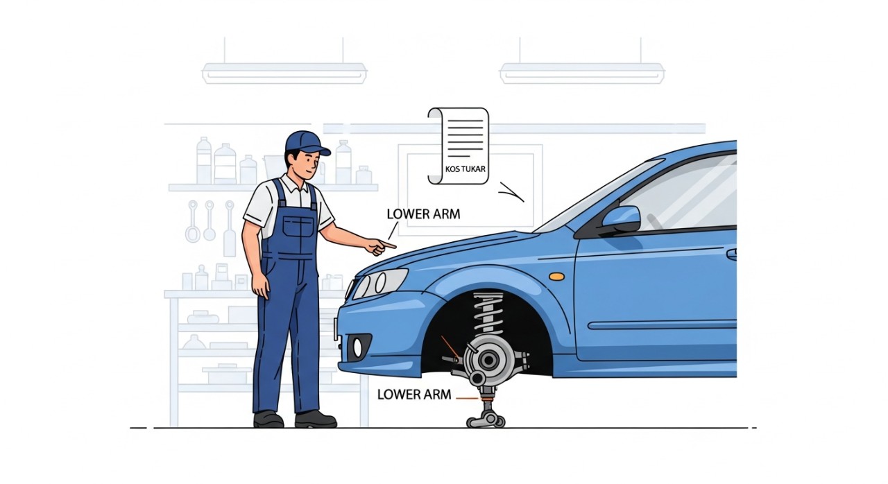 kos tukar lower arm preve