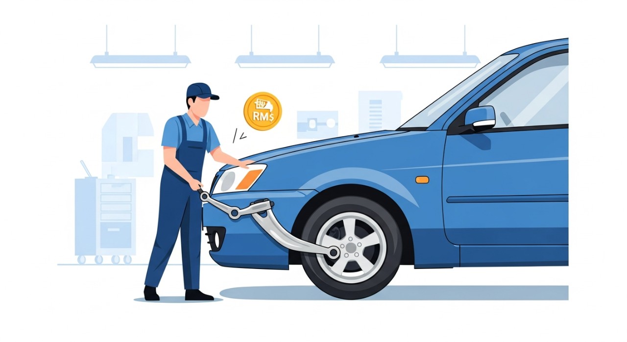 kos tukar lower arm saga blm