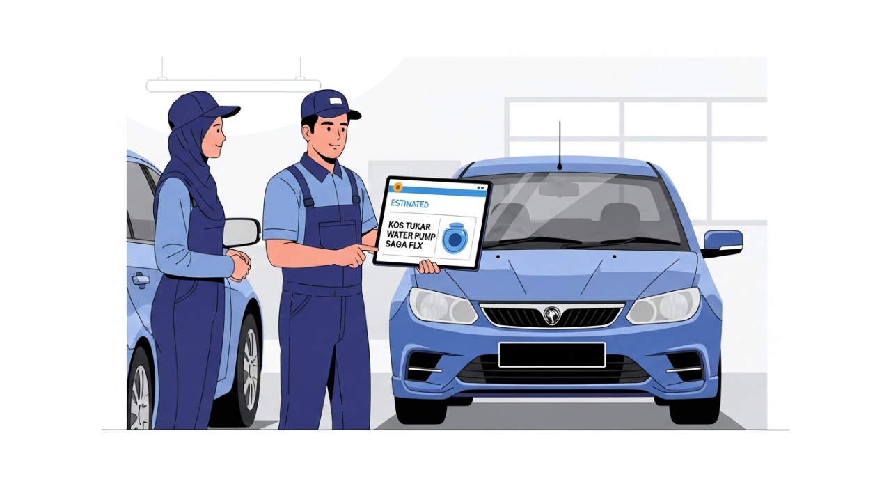 kos tukar water pump saga