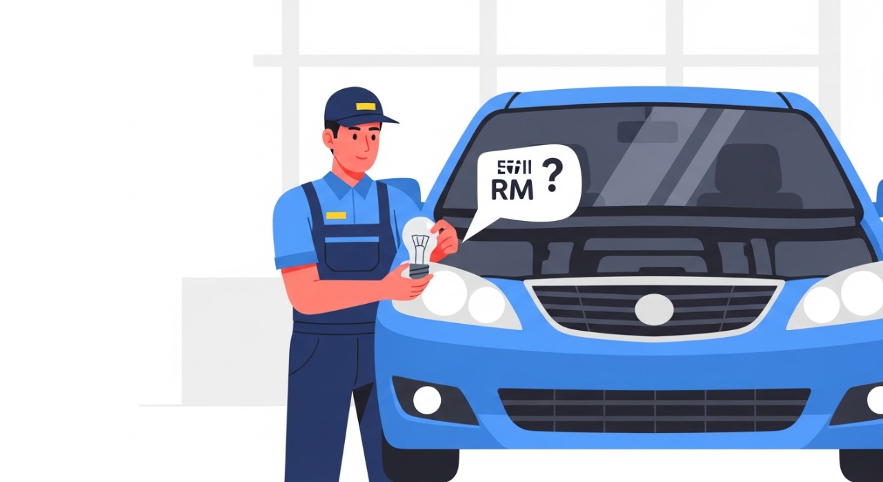 kos umum tukar lampu depan kereta