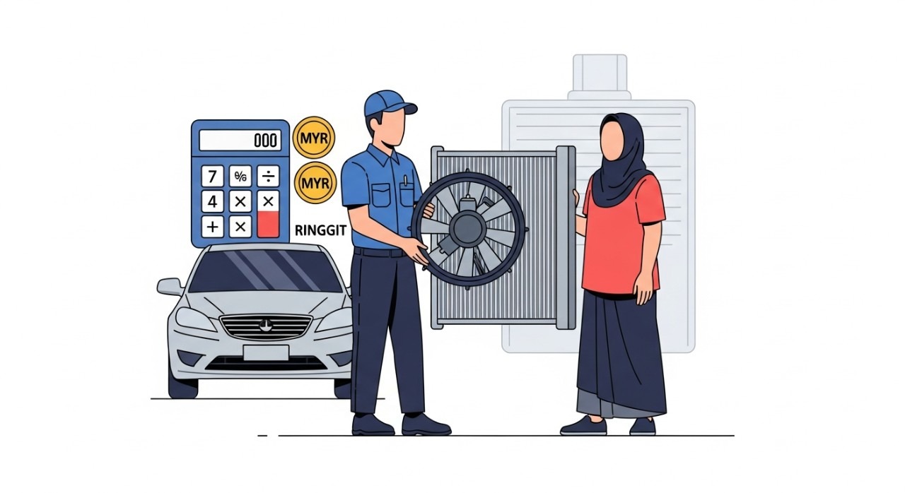 kos umum tukar motor kipas radiator